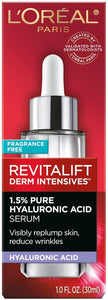 L'Oreal Paris Revitalift 1.5% Pure Hyaluronic Acid Serum for Face, Anti Aging Serum to Hydrate Skin & Reduce Wrinkles, Fragrance Free Skin Care for All Skin Types