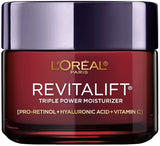 L'Oreal Paris Revitalift Triple Power Anti-Aging Face Moisturizer, Pro Retinol, Hyaluronic Acid & Vitamin C, Reduce Wrinkles