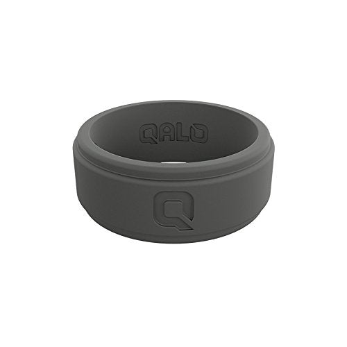 QALO Men's Charcoal Grey Step Edge Q2X Silicone Ring, Size 10: Sports & Outdoors