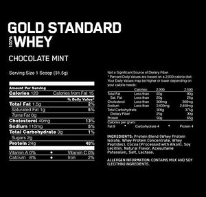 OPTIMUM NUTRITION GOLD STANDARD 100% Whey Protein Powder, Chocolate Mint, 4.94 Pound (Package May Vary): Gateway