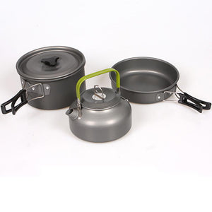 1set Aluminum High Quality Outdoor Cookware Set Picnic Cookware Cook Cooking Pot teapot #FC28
